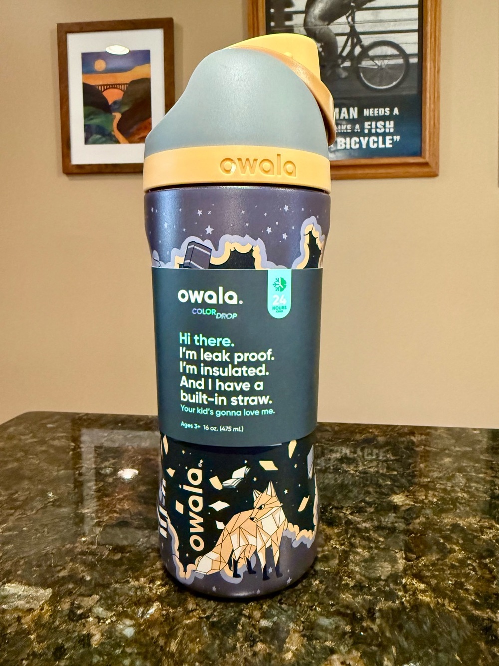 Owala Book Worm ColorDrop 16 oz FreeSip water bottle